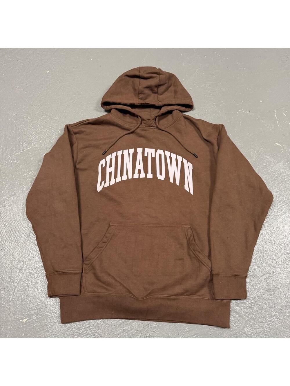 Brown Chinatown Market Pink Spellout Pullover Hoodie